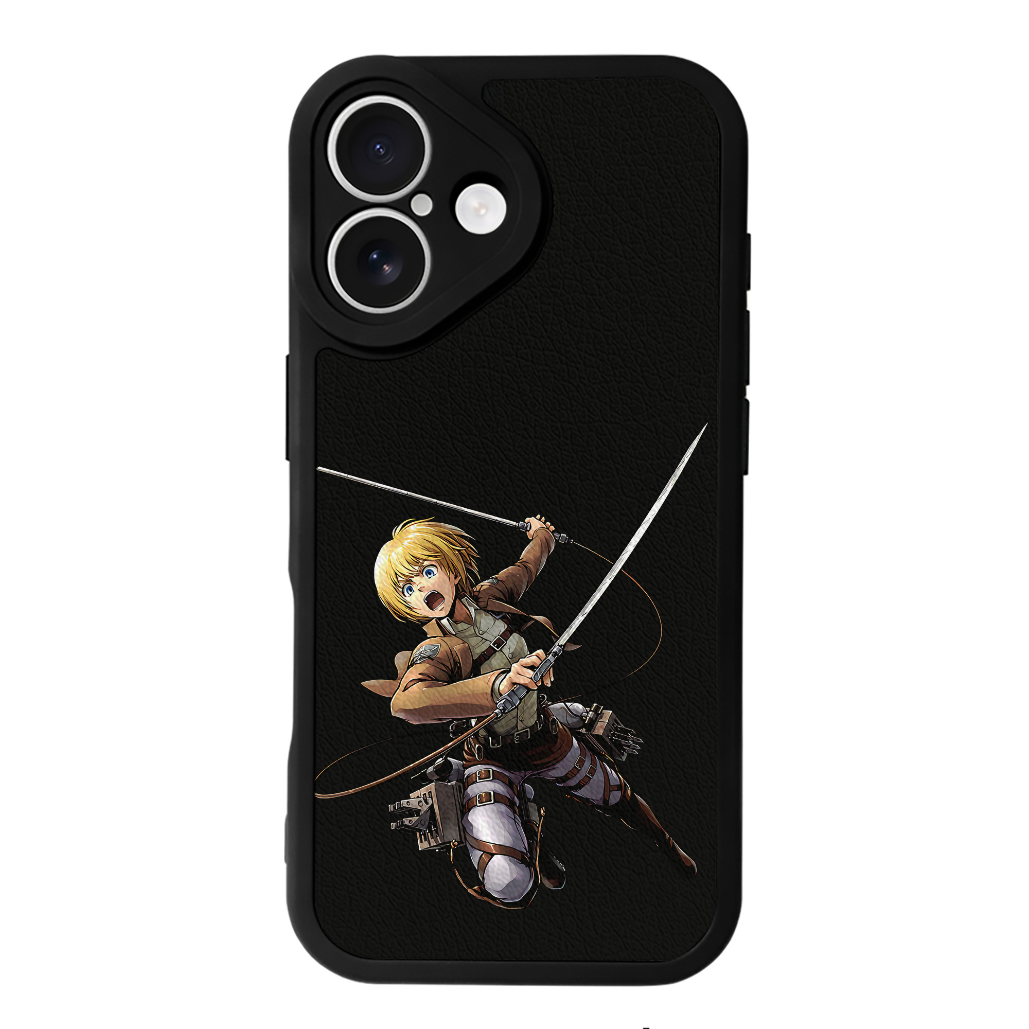 （画像用） 進撃の巨人 アルミン·アルレルト Attack on Titan Armin Arlert 【iPhone 16シリーズ対応】シリコンスマホケース（レザー調） 材質：シリコン